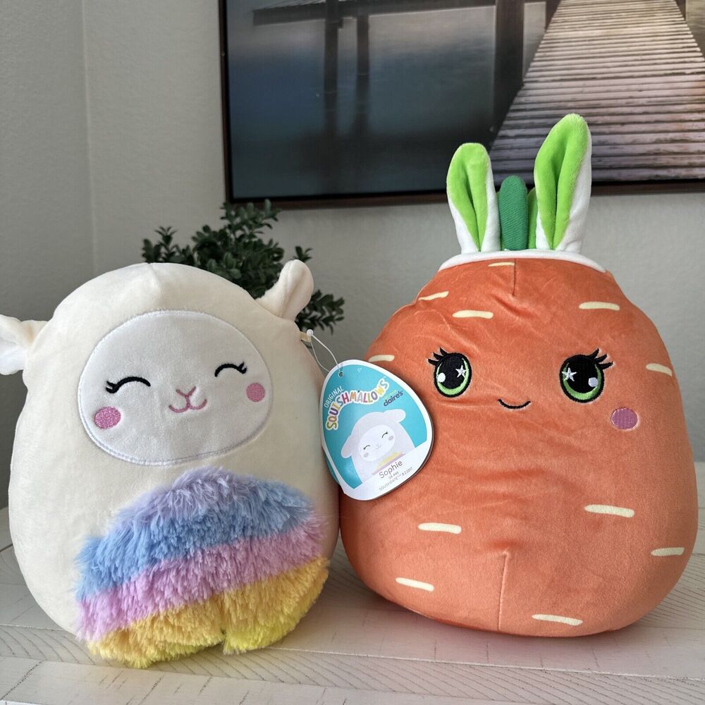 Claire’s Squishmallows Plush Toy Doll Lot Sophie‎ The Lamb, Caroleena the Carrot